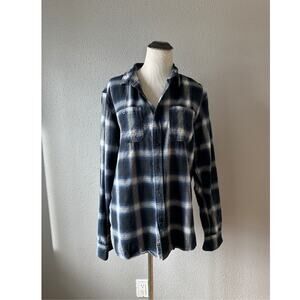 HUF MENS blue plaid long sleeve button down long sleeve top